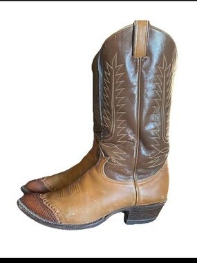 Tony Lama Two-Tone Brown Cowboy Boots